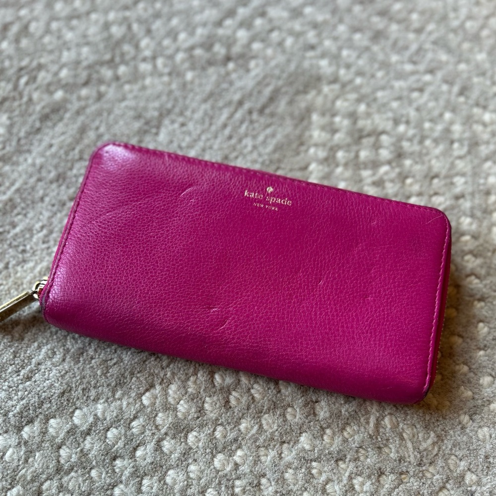Kate spade hot pink leather wallet